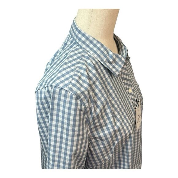 UNTUCKIT Womens Crispo Gingham Checkered Button Down Top~Size 6~Blue White - Picture 4 of 11